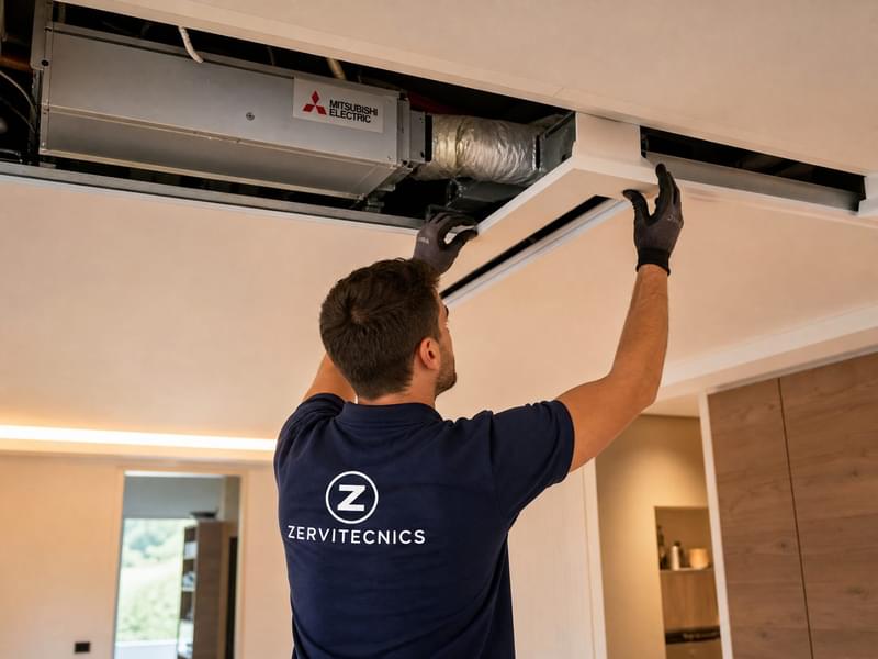 Instalación aire por conductos en techo