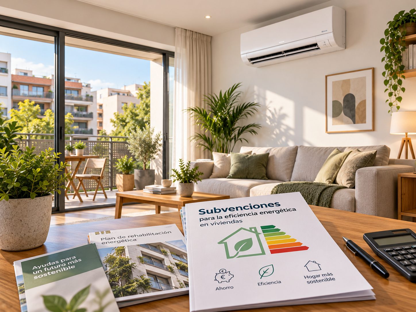 Vivienda eficiente en Barcelona con aire acondicionado moderno y aislamiento adecuado