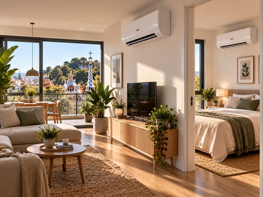 Sistema 2x1 Haier TIDER con control WiFi instalado en Barcelona
