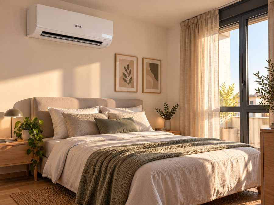 Aire acondicionado Haier TIDER 35 instalado en habitación de Barcelona