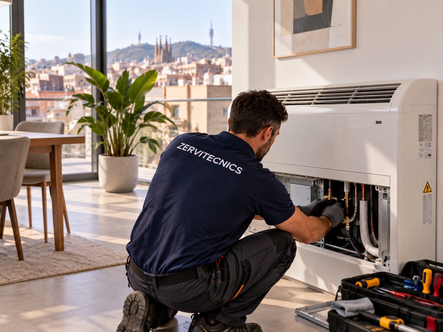 Equipo suelo-techo horizontal instalado en local comercial de Barcelona